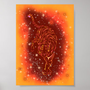 Tiger Poster läuft in der Galaxy Starry Night