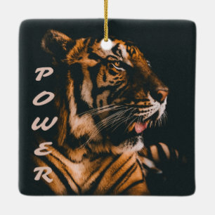Tiger Power Stripes Fierce Motivierend Keramikornament