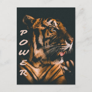 Tiger Power Stripes Fierce Motivierend Postkarte