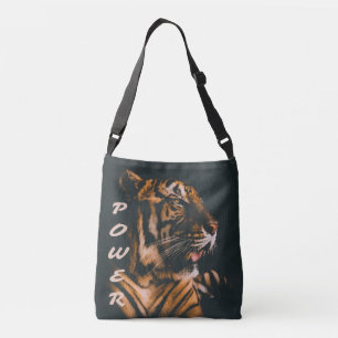 Tiger Power Stripes Fierce Motivierend Tragetaschen Mit Langen Trägern