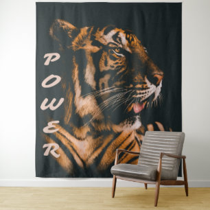 Tiger Power Stripes Fierce Motivierend Wandteppich