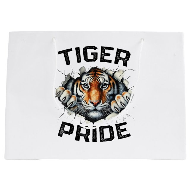 Tiger Pride Retro Tiger School Sportteam Große Geschenktüte (Vorderseite)
