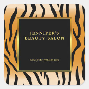 Tiger Print Black Gold Werbeaktion beruflich Quadratischer Aufkleber