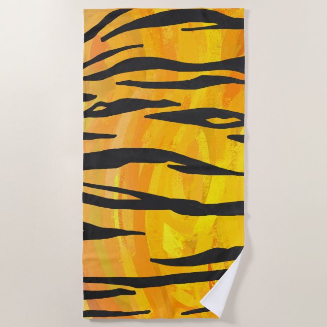 Tiger Print mit Orange Strandtuch (Vorderseite)