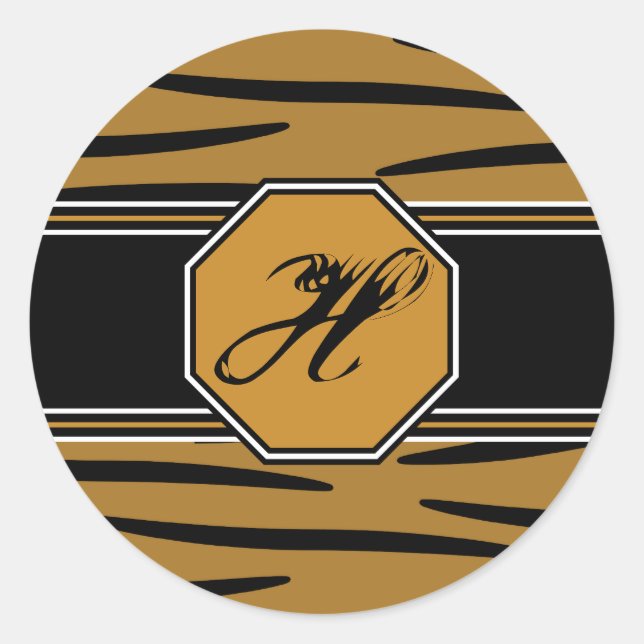 Tiger Print Monogram Stickers (Vorderseite)