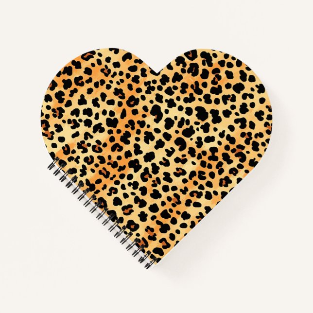 Tiger Print Notebook in Herzform Notizbuch (Vorderseite)