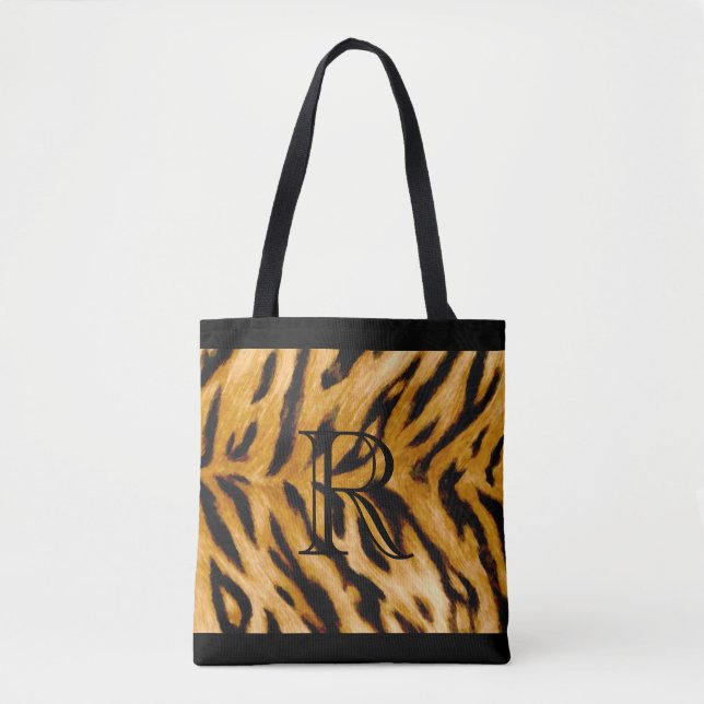 Tiger Print Pattern mit Monogramm Tasche (Vorderseite)