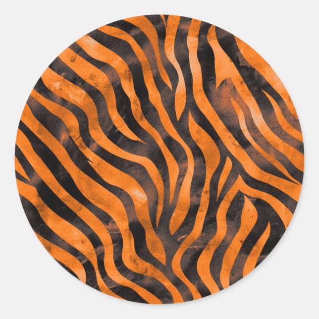 Tiger Print Runder Aufkleber (Vorderseite)
