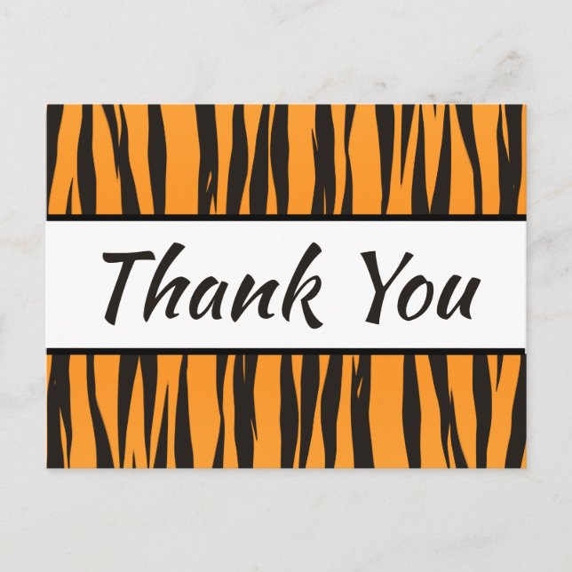 Tiger Print Vielen Dank Gold Black Stripe Hochzeit Postkarte (Vorderseite)