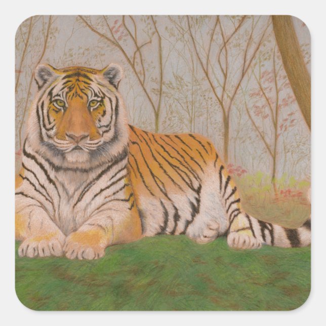 Tiger Quadratischer Aufkleber (Vorderseite)