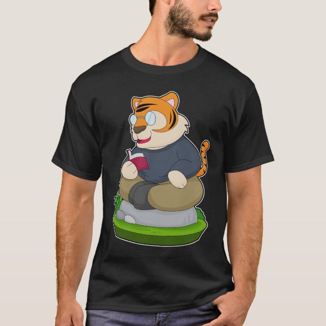Tiger Reading Book T-Shirt (Vorderseite)