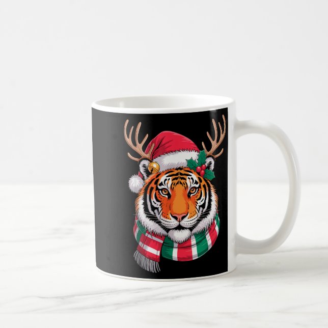 Tiger Reindeer Christmas Santa Hat Tiger Xmas  Kaffeetasse (Rechts)