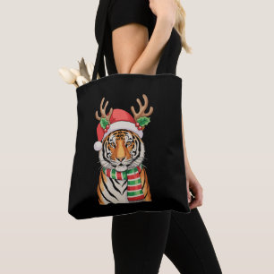Tiger Rentier Weihnachtsmann Hut Weihnachten Xmas Tasche