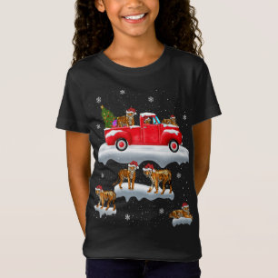 Tiger Riding Red Truck Frohe Weihnachts Weihnachte T-Shirt