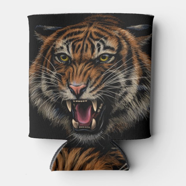 Tiger Roar: Lebhaftes Dschungel-Portrait Dosenkühler (Vorderseite)