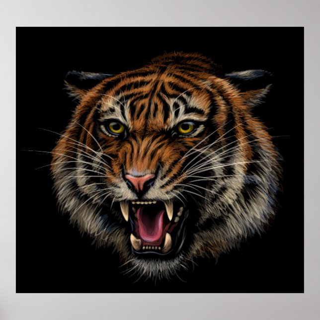 Tiger Roar: Lebhaftes Dschungel-Portrait Poster (Vorne)