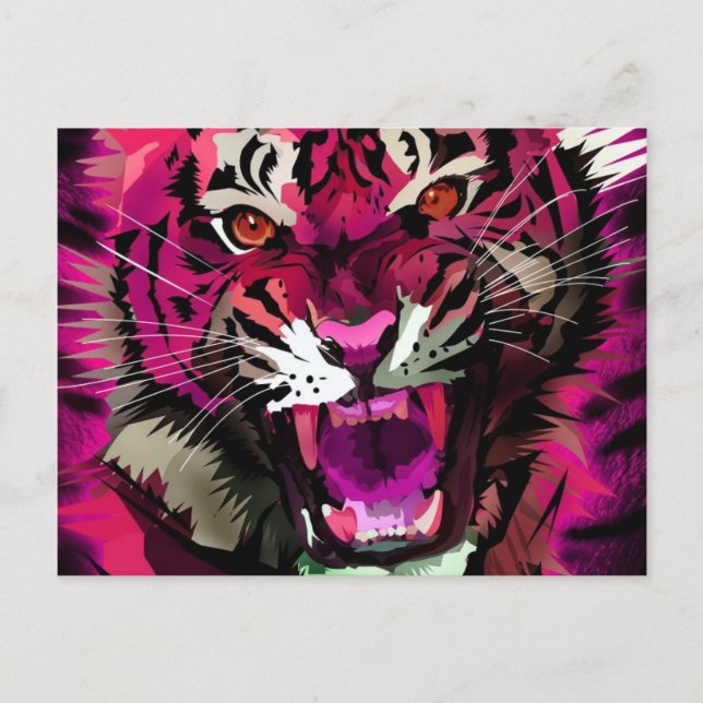 Tiger Roar - Rosa Postkarte (Vorderseite)