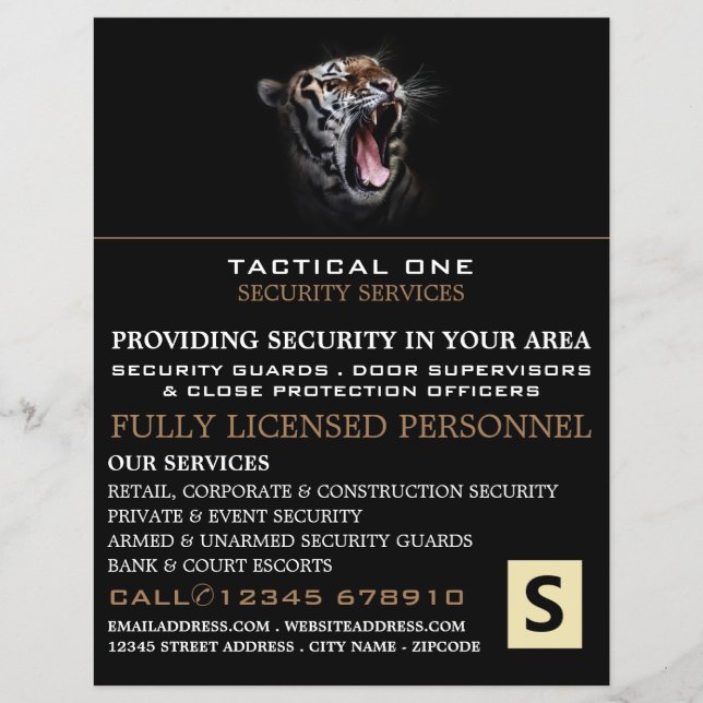 Tiger Roar, Security Personal Advertising Flyer (Vorne)