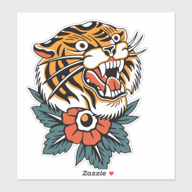 Tiger Roaring Sticker (Blatt)