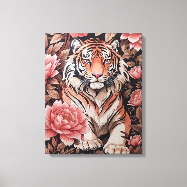 Tiger-Rosa-Blume Leinwanddruck (Vorderseite)