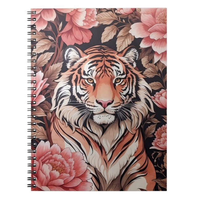 Tiger-Rosa-Blume Notizblock (Vorderseite)