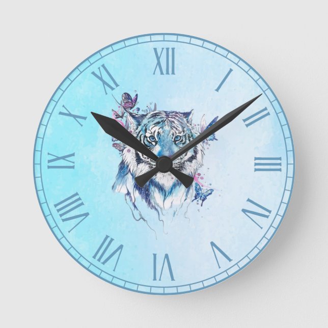 Tiger Runde Wanduhr (Vorderseite)