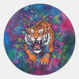 Tiger Runder Aufkleber