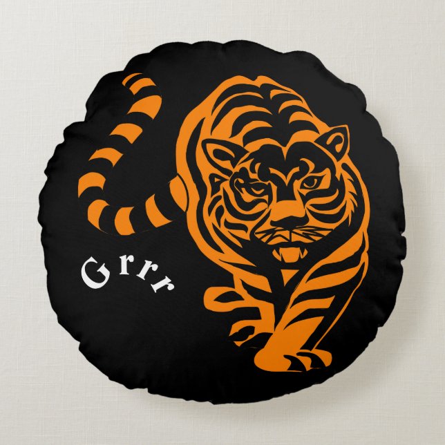 Tiger Rundes Kissen (Vorderseite)