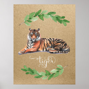 Tiger-Safari-Kinderzimmer-Druck Poster