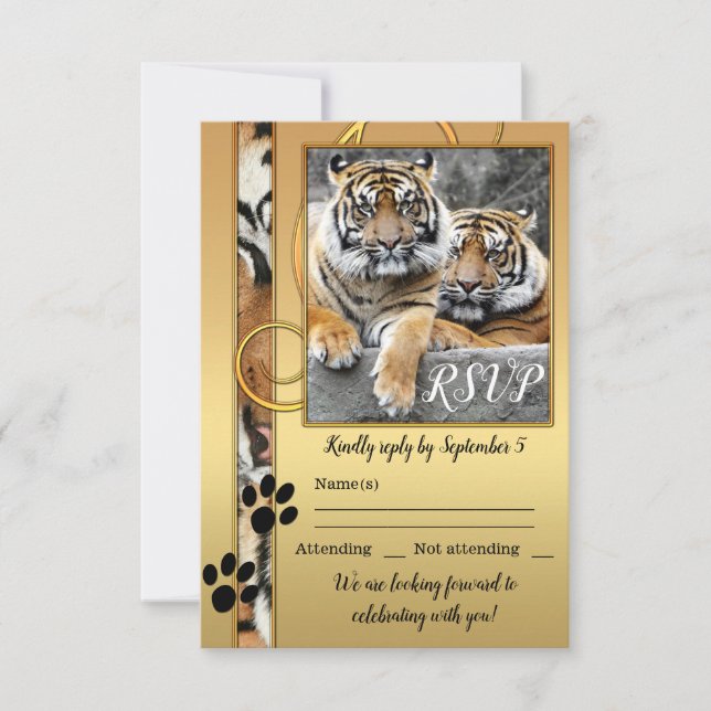 Tiger Safari Zoo Wedding RSVP Card Einladung (Vorderseite)