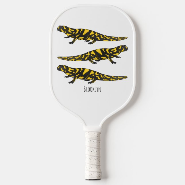 Tiger-Salamander-Cartoon Pickleball Schläger (Vorderseite)