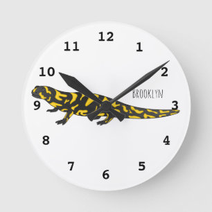 Tiger-Salamander-Cartoon Runde Wanduhr