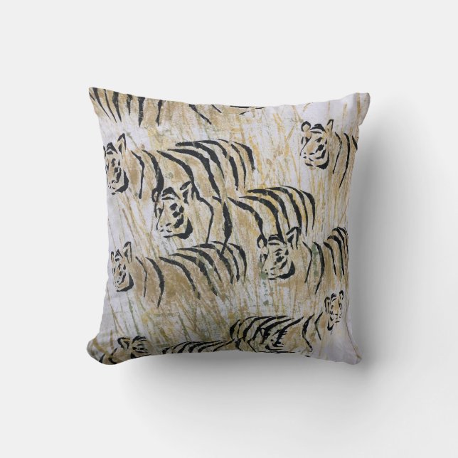 Tiger Savanna Animal Painting Druckkopf Kissen (Vorderseite)