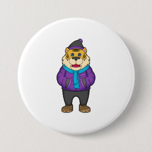 Tiger Scarf Beanie Button