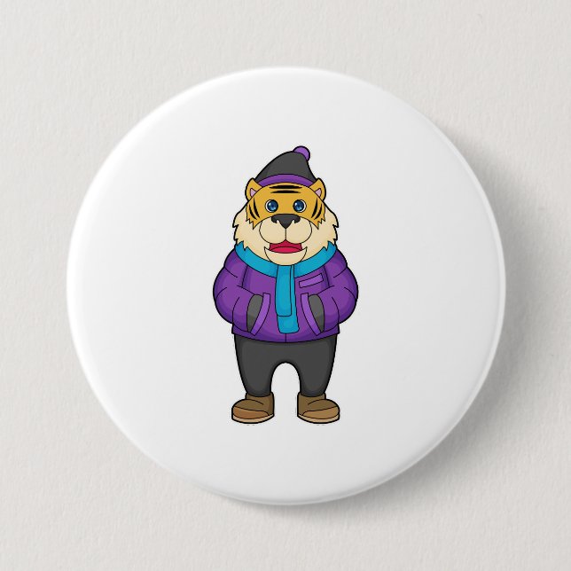 Tiger Scarf Beanie Button (Vorderseite)