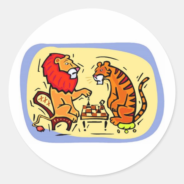 Tiger Schach Runder Aufkleber (Vorderseite)