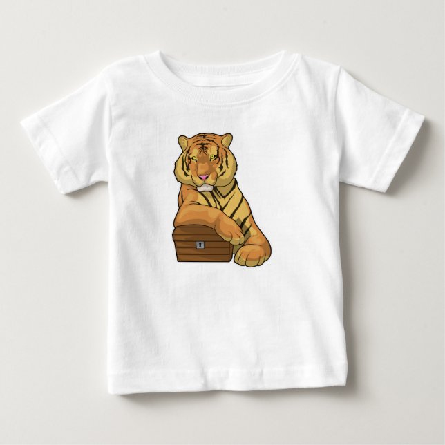Tiger Schatztruhe Baby T-shirt (Vorderseite)