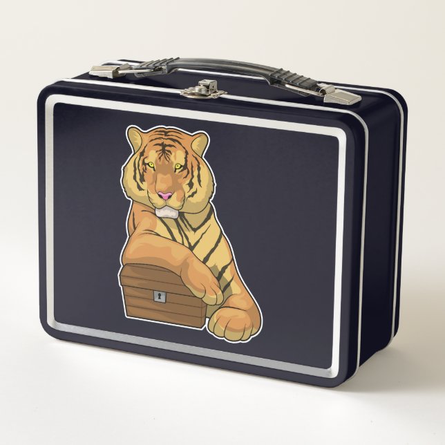 Tiger Schatztruhe Metall Brotdose (Vorderseite)