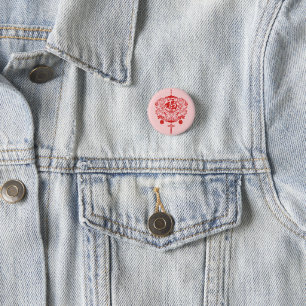 Tiger Scherenschnitt Chinesische Volkskunst Rosa Button