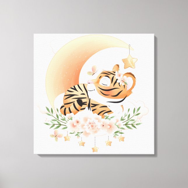 Tiger schlafen auf dem Mond Leinwanddruck (Vorderseite)