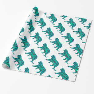 Tiger-Schwarz-Aquamarine Print Geschenkpapier