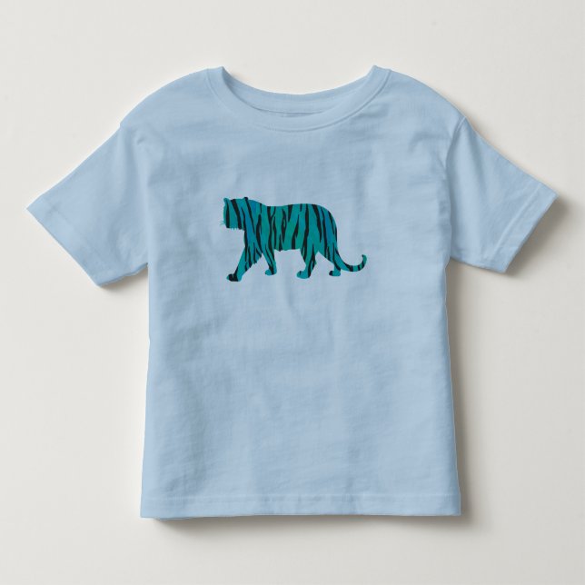 Tiger Schwarz und Aquamarine Silhouetten Shirts (Vorderseite)