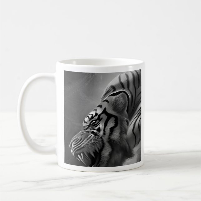 Tiger Schwarz und Weiß Kaffeetasse (Links)