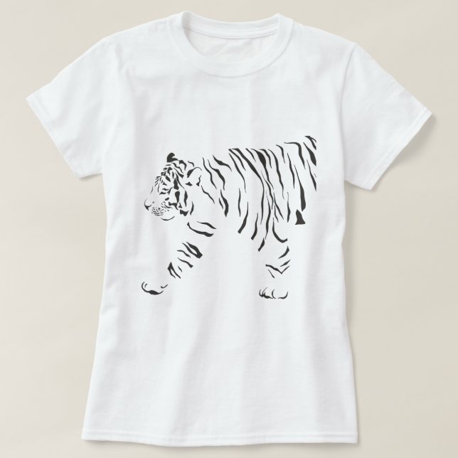 Tiger Schwarz-Weiß-Umhüllung T-Shirt (Design vorne)