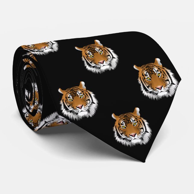 Tiger-schwarzer Hintergrund Krawatte (Gerollt)
