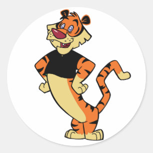 Tiger - schwarzer Maskottchen-Aufkleber Runder Aufkleber