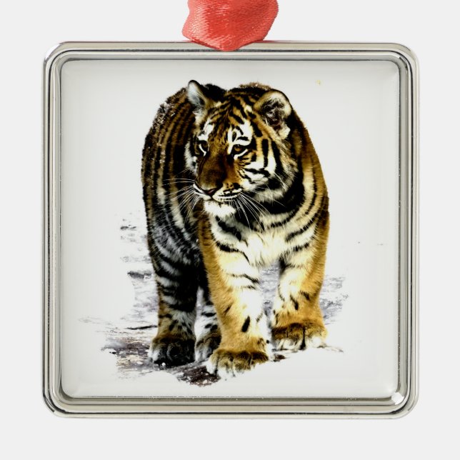 Tiger Silbernes Ornament (Vorne)