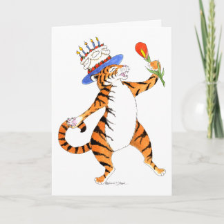 Tiger singt alles Gute zum Geburtstag - Gruß-Karte Karte
