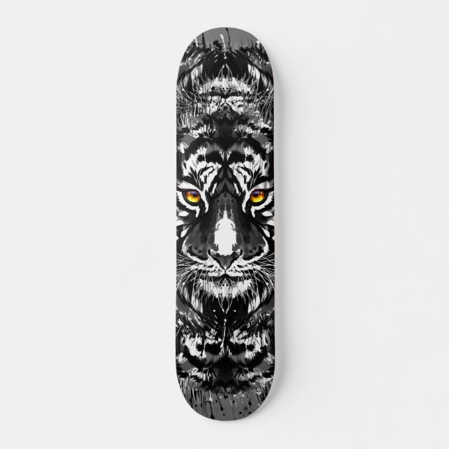 Tiger Skateboard | Schwarzer und weißer Tiger Zeic (Vorne)