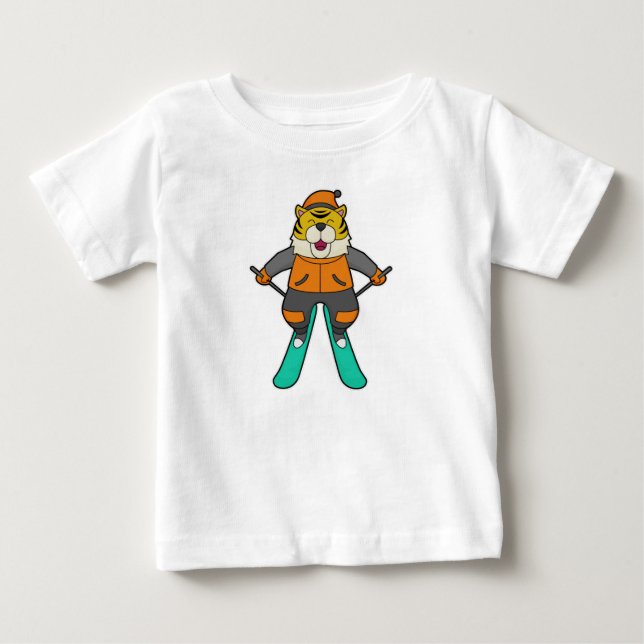 Tiger Skier Ski Baby T-shirt (Vorderseite)